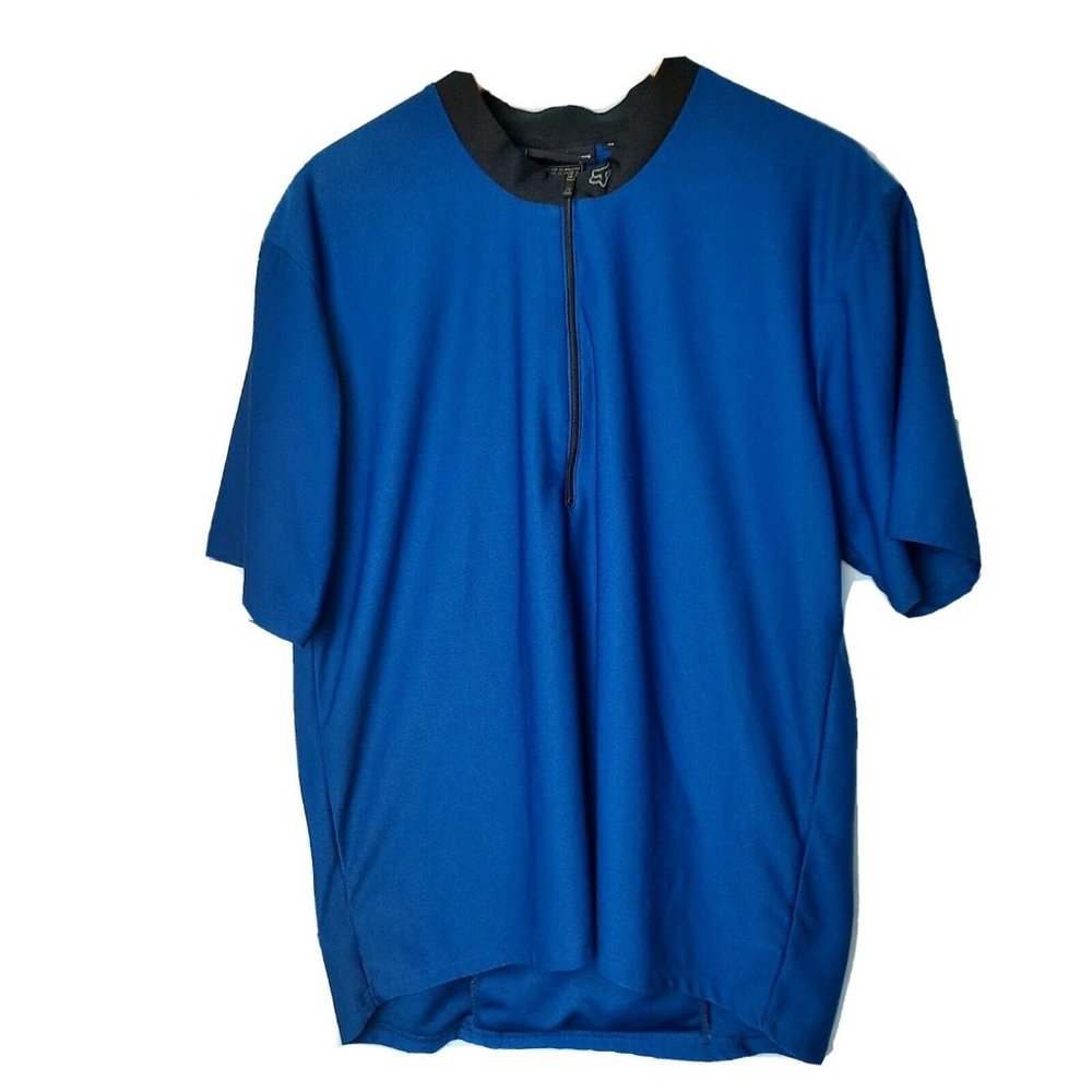 Fox Racing Lightweight Short Sleeved 1/2 Zip Blue Cycling Shirt Mens Size XL